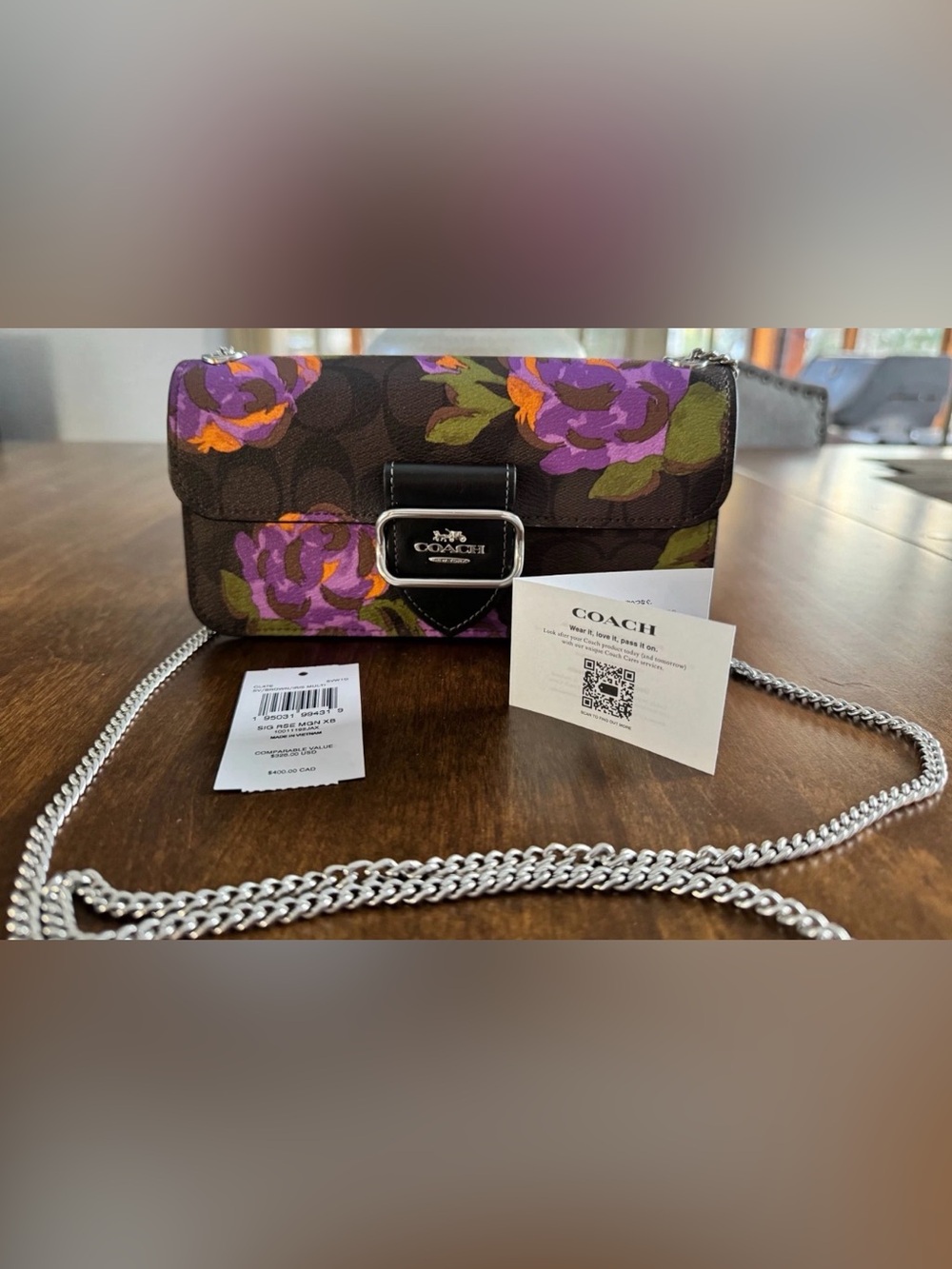 Coach Floral Chain Crossbody Bag - Purple/Black/Green💜💜💜💜💜💜💜 - Picture 5 of 16